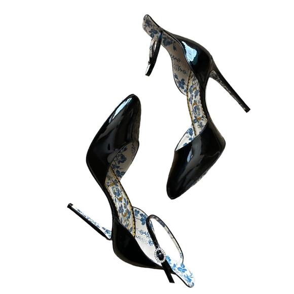 Gucci Daisy Black Patent Leather Ankle Strap Heels Size 39 - Picture 5 of 14